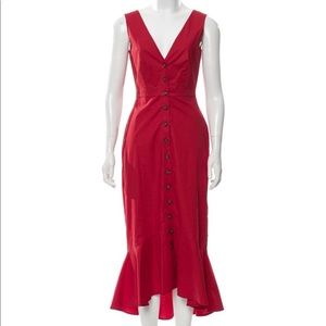 NWT Red Saloni button front midi dress US4/UK8